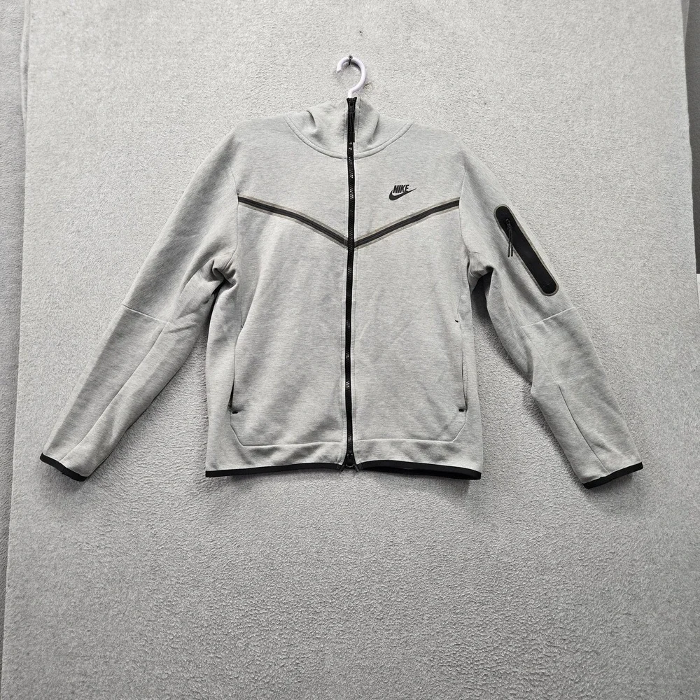 Nike Men Jacket M Gray Tech Fleece Windrunner Zipper Pockets Full Zip